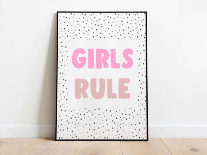 Girls Rule Nursery Print, Girls Bedroom Print, Kids Wall Decor, Nursery Prints, Nursery Decor, Playroom Print, Scandi Print, Girl Power
