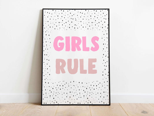 Girls Rule Nursery Print, Girls Bedroom Print, Kids Wall Decor, Nursery Prints, Nursery Decor, Playroom Print, Scandi Print, Girl Power