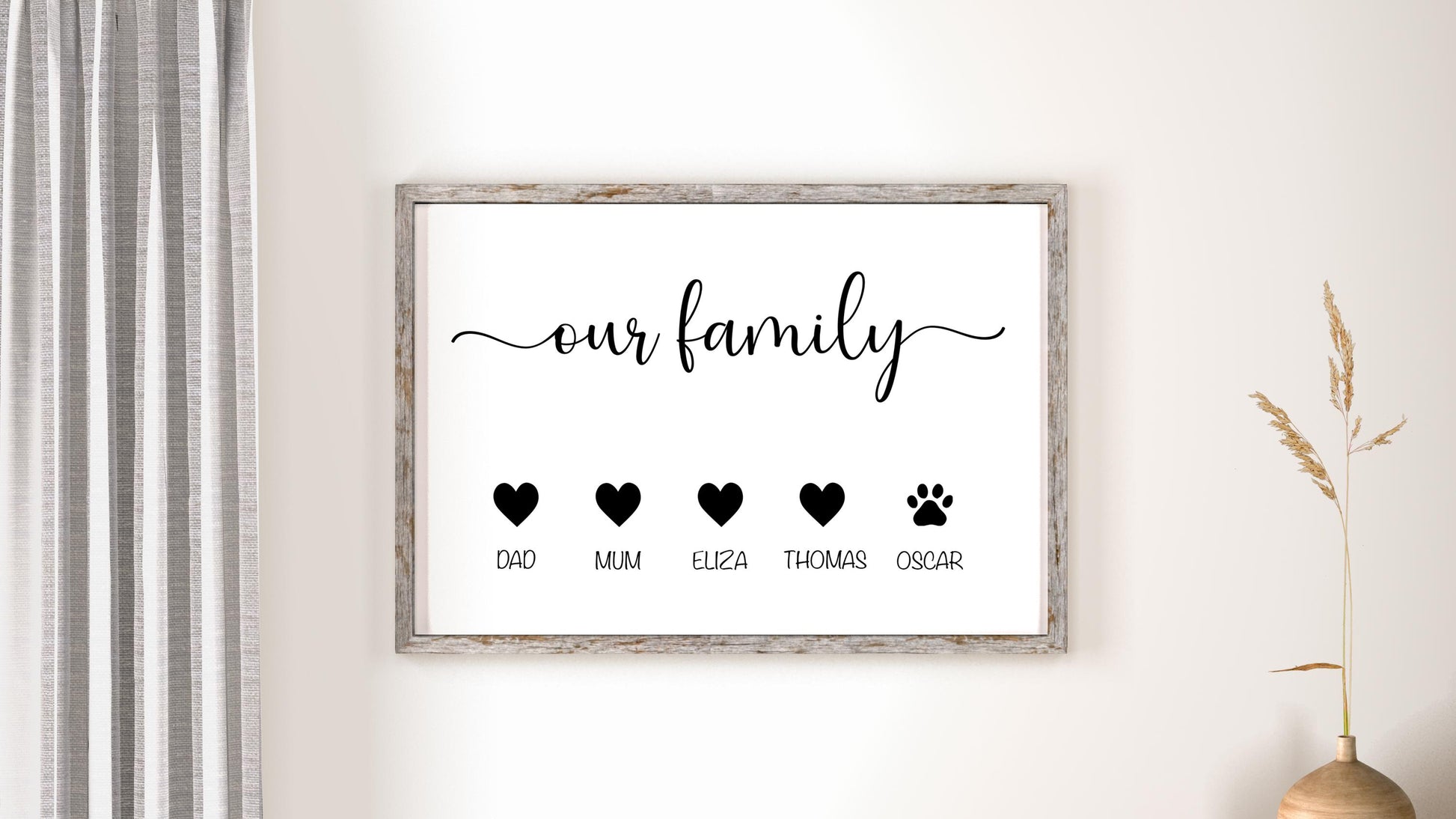 Custom Family Name Print – Personalised Gift for Mum or Dad, Family Wall Art from Children, Mother&#39;s Day or Home Gift Idea, Family Keepsake