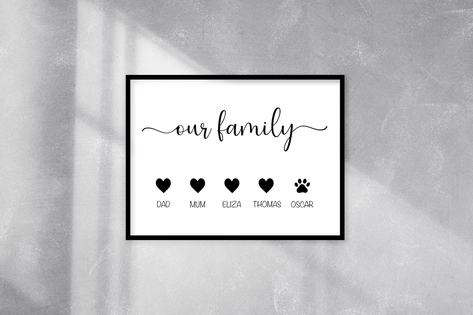 Custom Family Name Print – Personalised Gift for Mum or Dad, Family Wall Art from Children, Mother&#39;s Day or Home Gift Idea, Family Keepsake