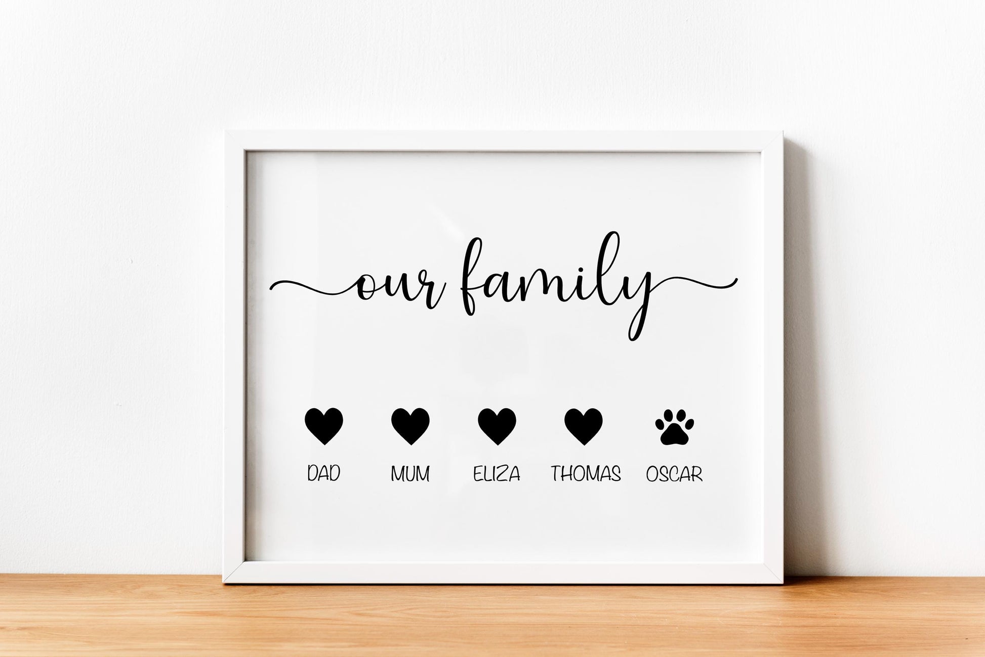 Custom Family Name Print – Personalised Gift for Mum or Dad, Family Wall Art from Children, Mother&#39;s Day or Home Gift Idea, Family Keepsake