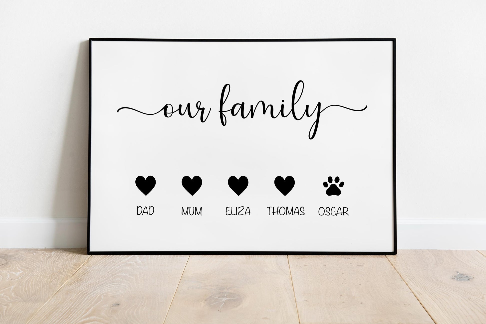 Custom Family Name Print – Personalised Gift for Mum or Dad, Family Wall Art from Children, Mother&#39;s Day or Home Gift Idea, Family Keepsake