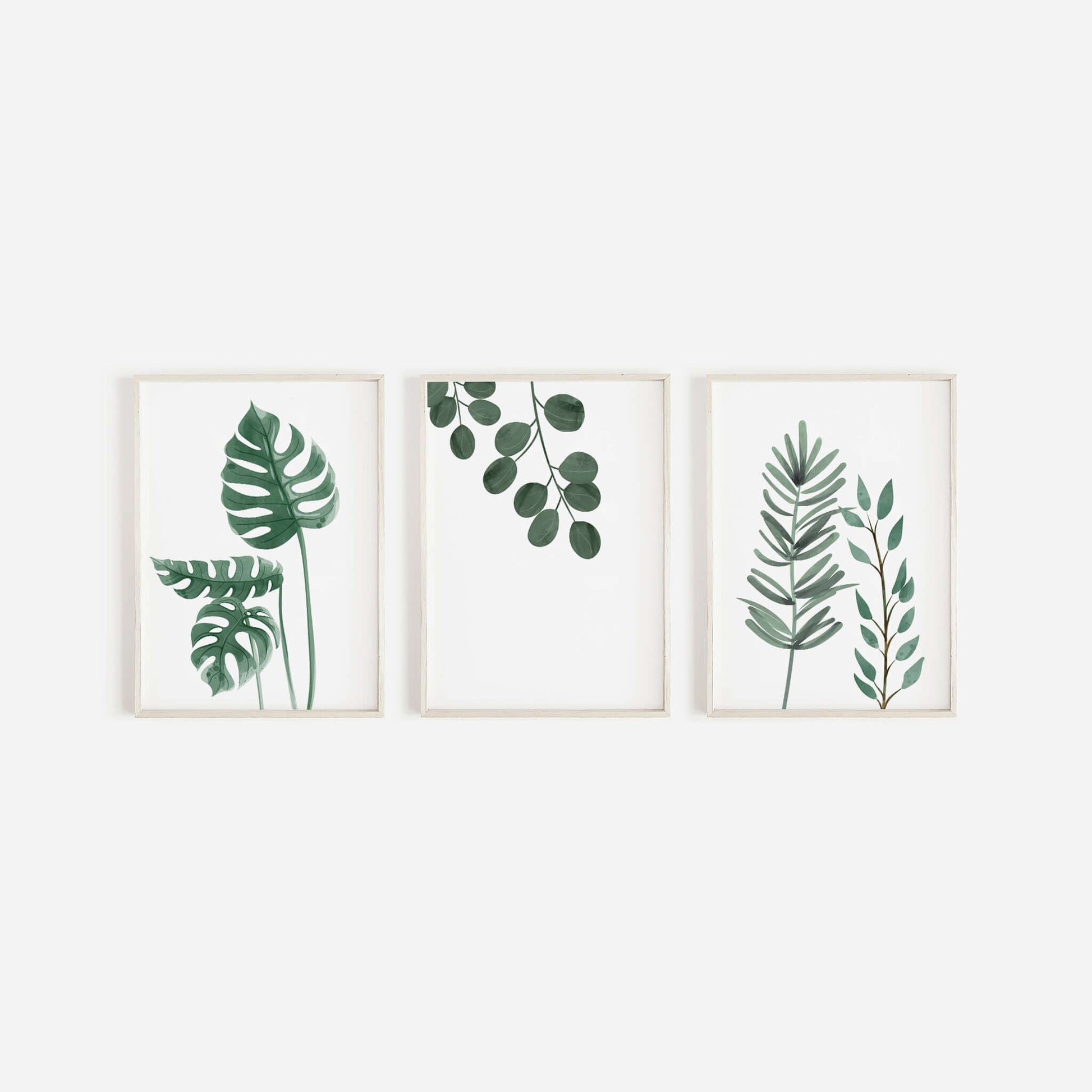 Botanical Prints, Set of 3 Prints, Wall Art, Home Decor, Bathroom Decor, Botanical Illustration, Leaf Prints, Bathroom Prints, Home Prints - The Gift Studio