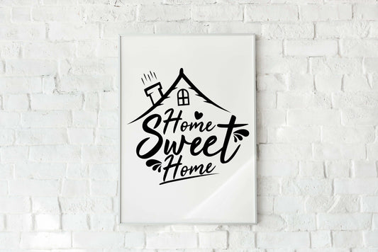 Home Sweet Home Print, Home Decor Prints, Quote Prints, Wall Art, Black & White, New Home Gift, Monochrome, Wall Print, Gift Idea