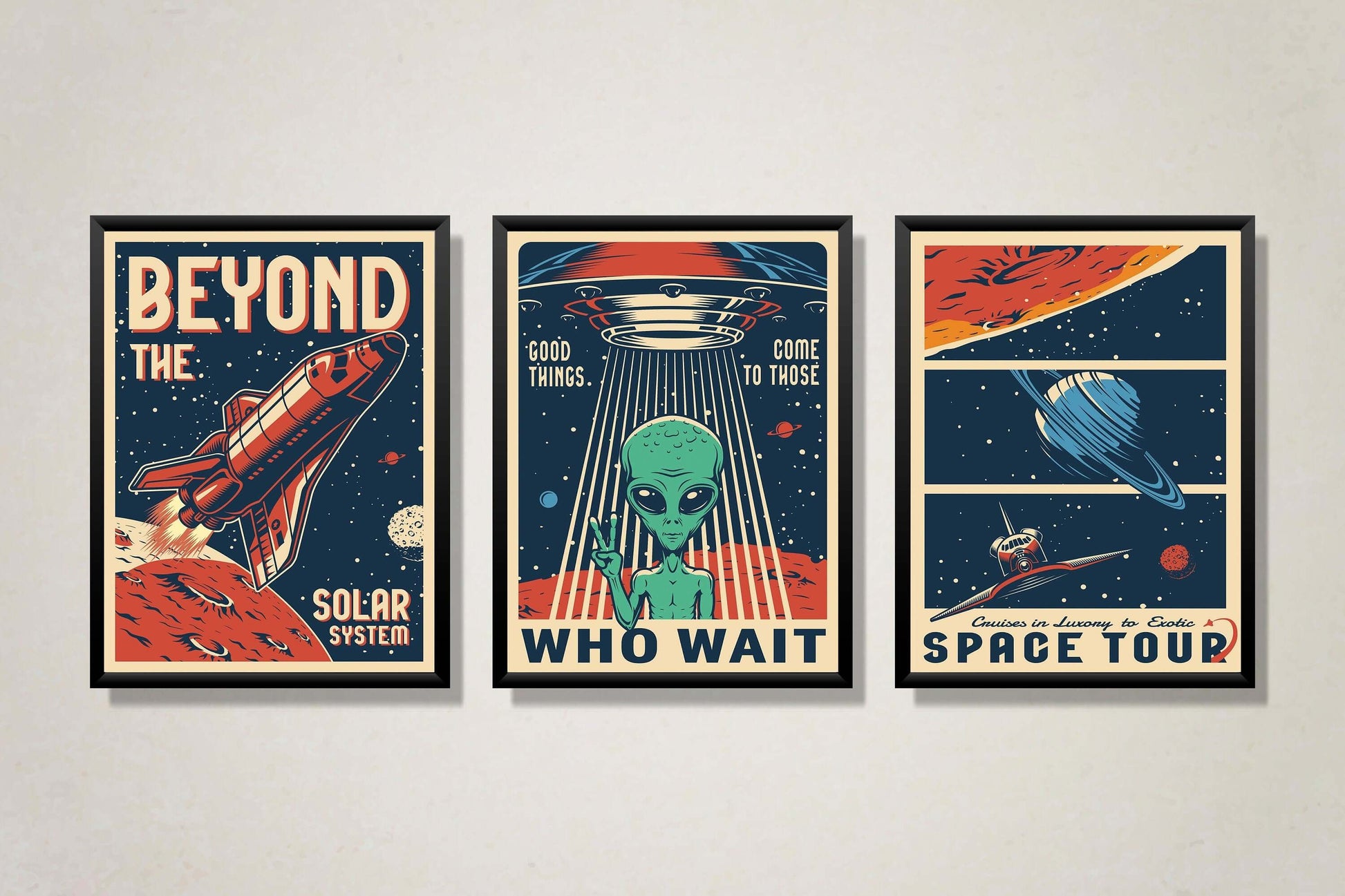 Retro Space Poster, Space Travel Poster, Space Wall Art, Retro Space Prints, Space Travel Print, Space Illustration, Alien Poster