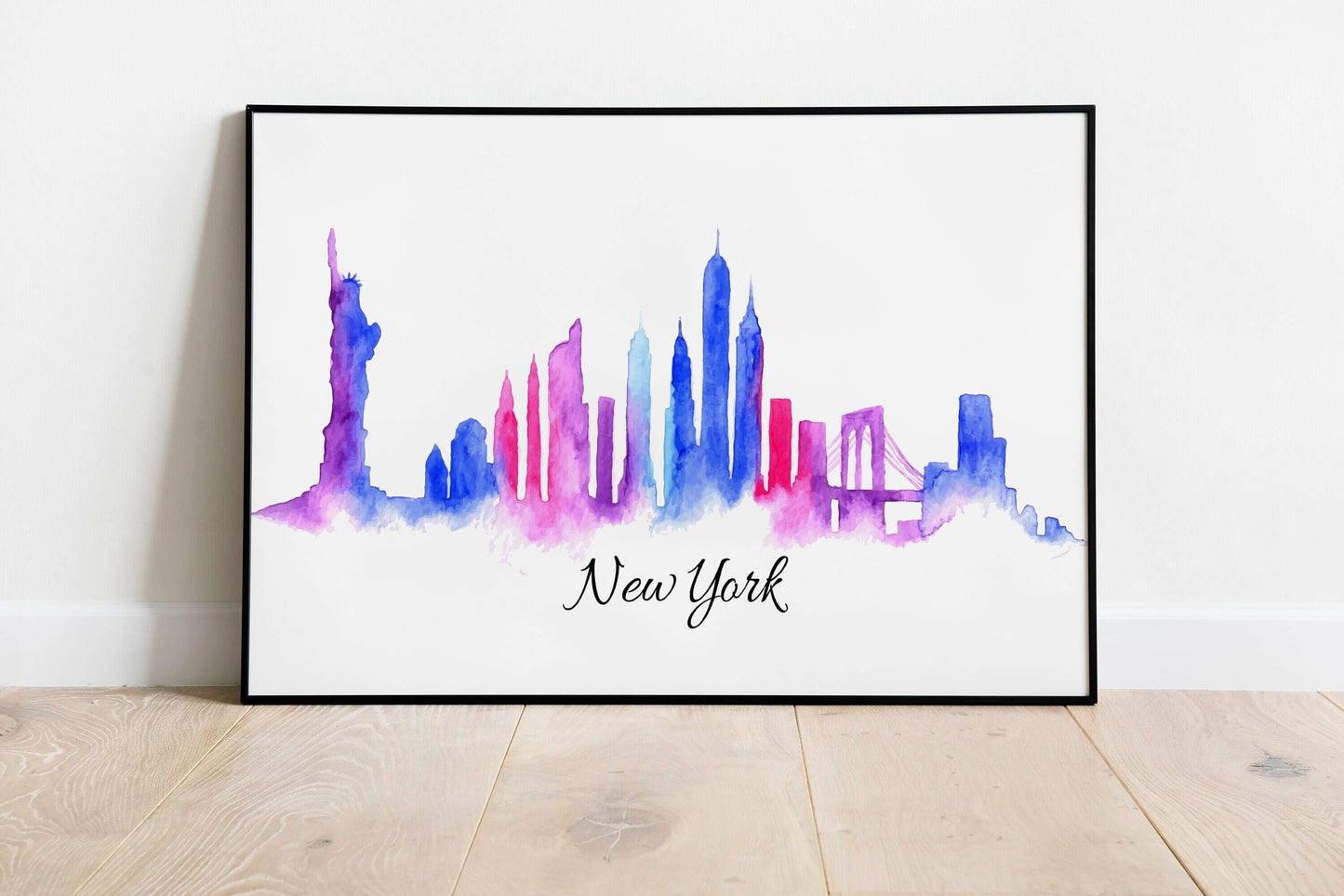 New York City Skyline Print, Cityscape, Colour Print, Watercolour Art Print, New York Skyline Print, NYC Wall Art, Home Decor