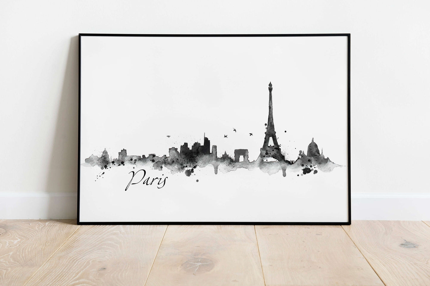 Paris Skyline Print, Cityscape, Monochrome Print, Watercolour Art Print, Paris Skyline, Paris Wall Art, Home Decor