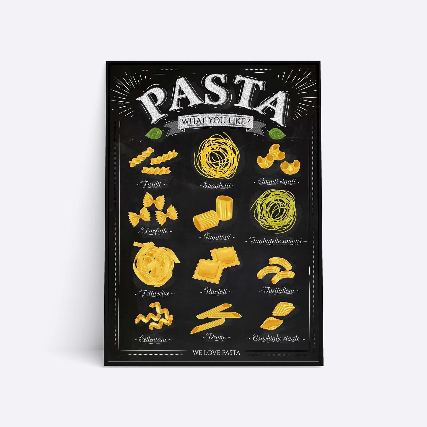 Pasta Guide Print, Pasta Guide, Types Of Pasta, Kitchen Wall Art, Kitchen Decor, Home Decor, Home Print, Wall Art