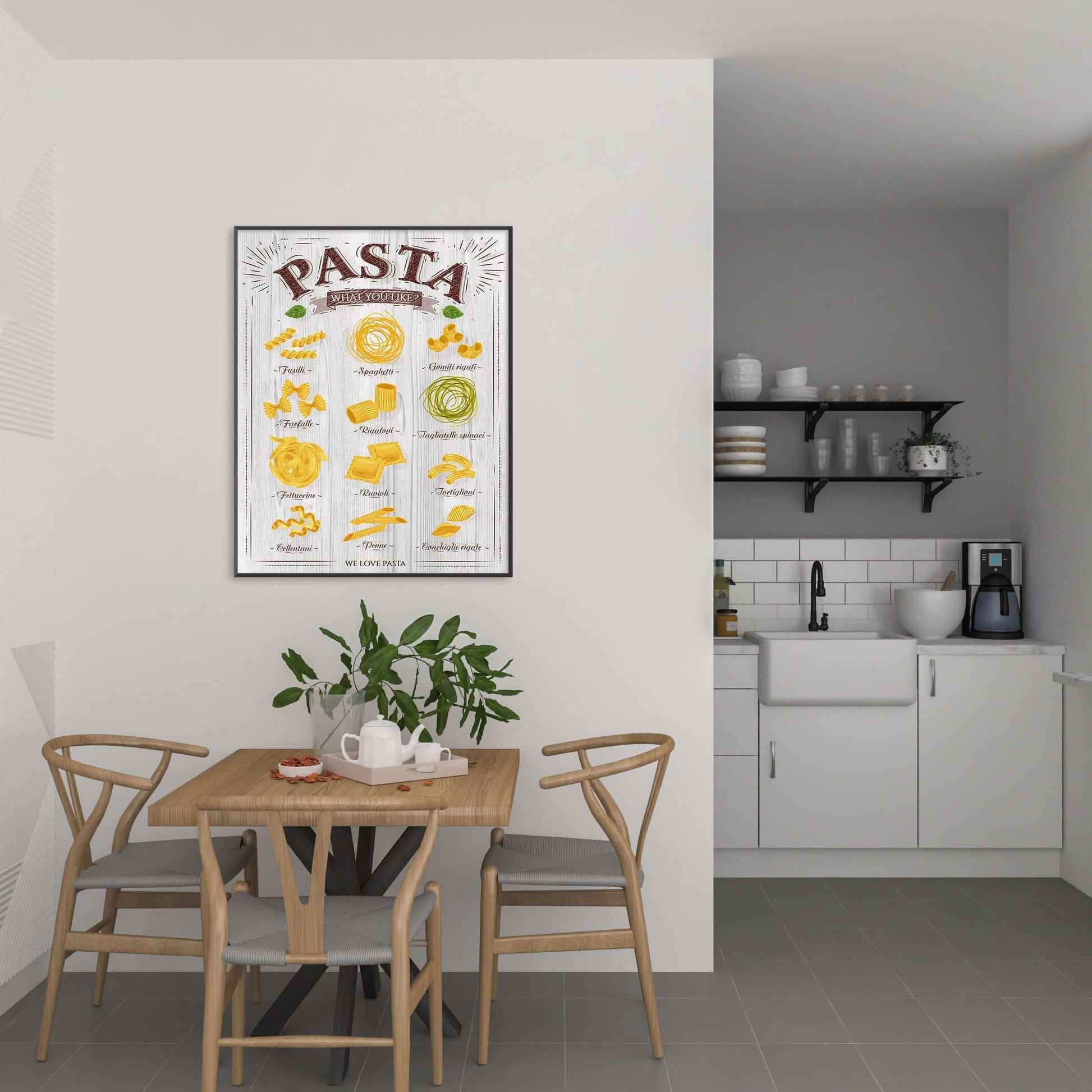 Pasta Guide Print, Pasta Guide, Types Of Pasta, Kitchen Wall Art, Kitchen Decor, Home Decor, Home Print, Wall Art