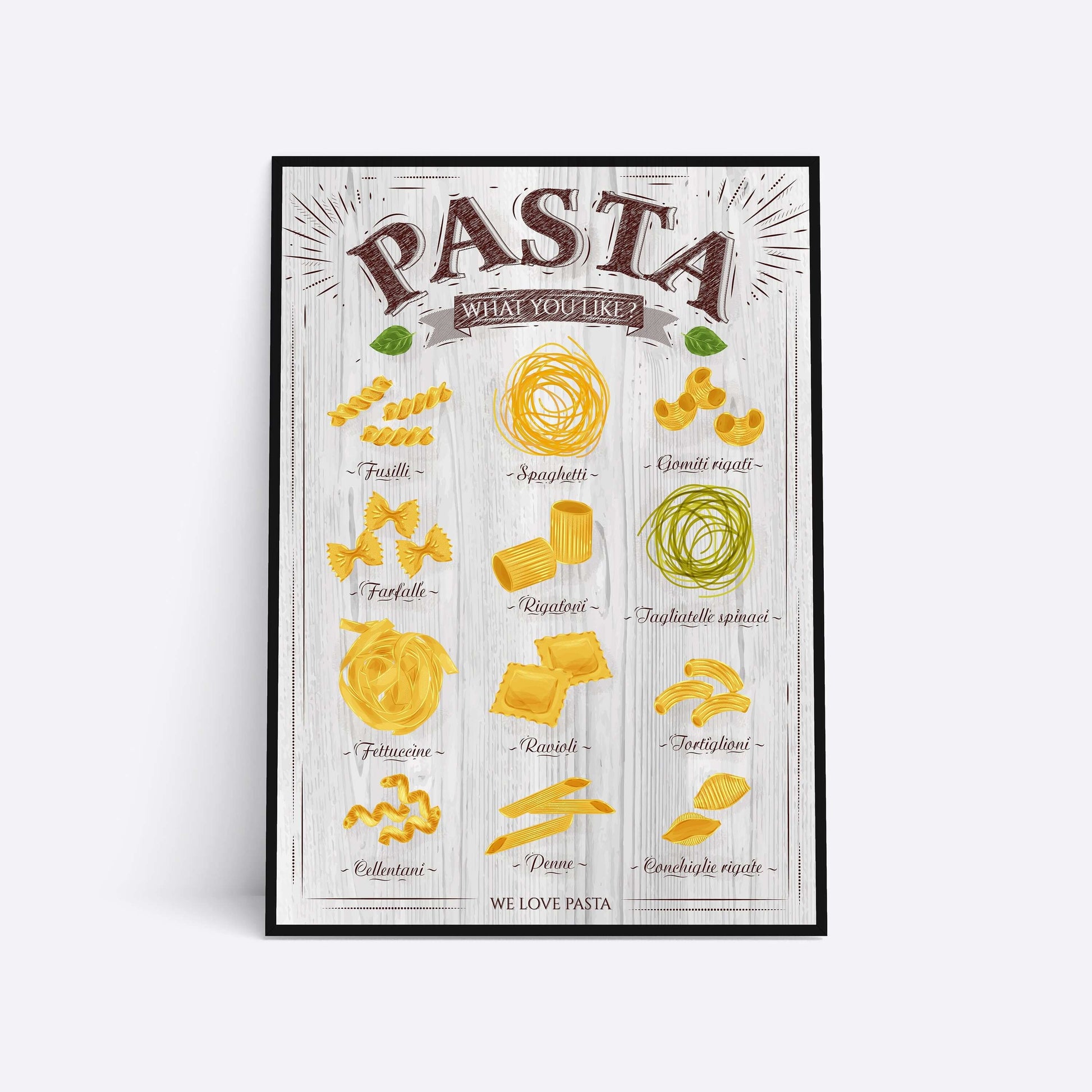 Pasta Guide Print, Pasta Guide, Types Of Pasta, Kitchen Wall Art, Kitchen Decor, Home Decor, Home Print, Wall Art