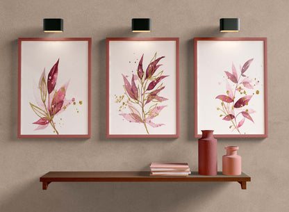 Set of 3 Botanical Prints, Wall Art, Home Decor, Botanical Illustration, Leaf Art, Watercolour Prints, Bedroom Decor, Tropical Leaf Prints
