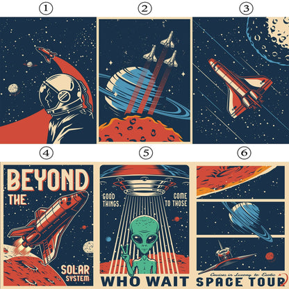 Retro Space Poster, Space Travel Poster, Space Wall Art, Retro Space Prints, Space Travel Print, Space Illustration, Alien Poster