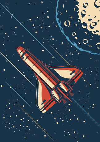 Retro Space Poster, Kids Space Themed Bedroom, Space Wall Art, Retro S