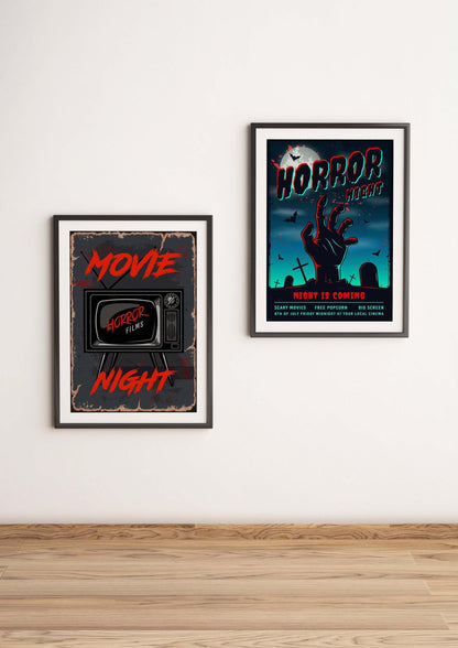 Set Of 2 Retro Movie Posters, Retro Movie Prints, Retro Horror Movie Prints, Horror Poster, Vintage Cinema Poster, Retro Wall Art