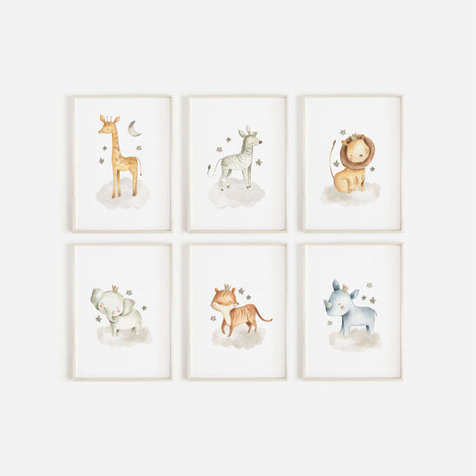Safari Animal Prints, Watercolour Animal Prints, Nursery Art, Girl's Bedroom Decor, Boy's Bedroom Decor, Nursery Prints, Nursery Wall Art
