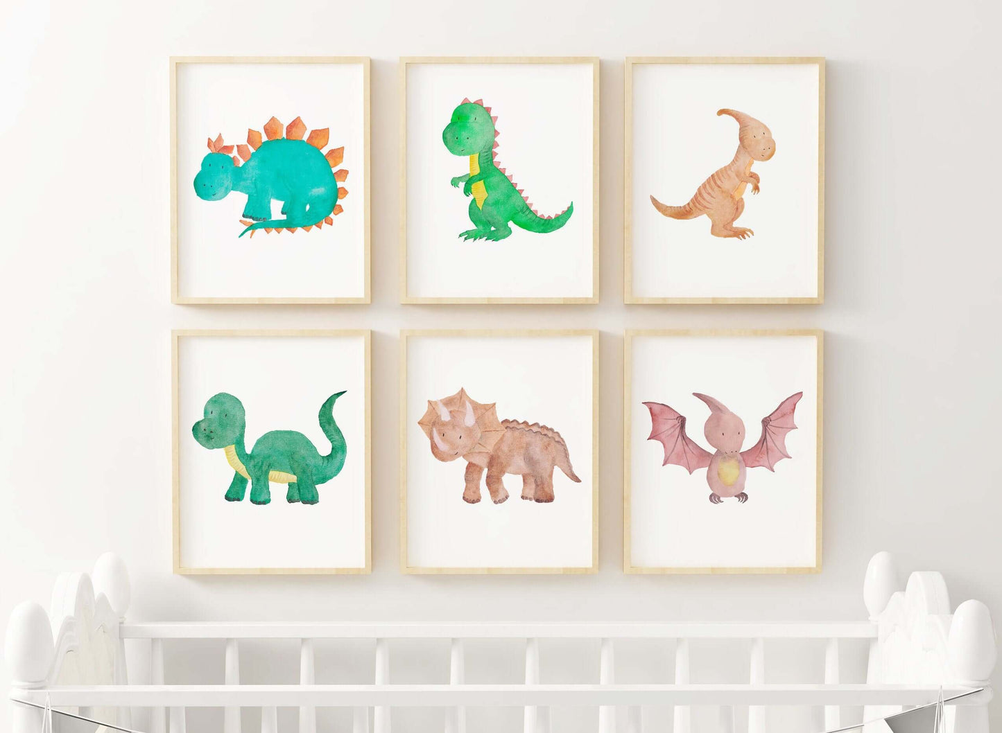 Nursery Wall Art, Nursery Decor, Watercolour Prints, Dinosaur Wall Art, Dinosaur Bedroom Prints, Children's Wall Art, Nursery Prints