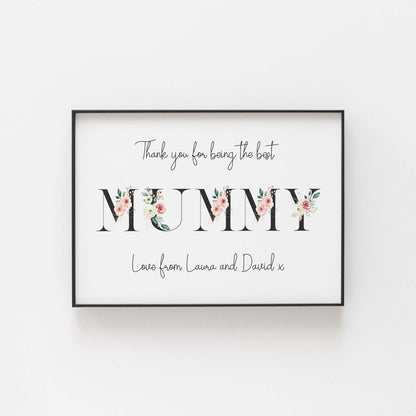 Mummy Floral Personalised Print, Mothers Day Gift, Mummy Gift, Mum Gift, Mummy Print, Gift For Mum, New Mummy Gift, Keepsake Gift