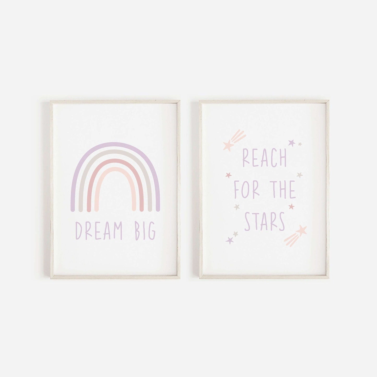Dream Big, Reach For The Stars Prints Set Of 2, Nursery Wall Art, Nursery Decor, Baby Shower Gift, Scandi Prints, Nursery Prints