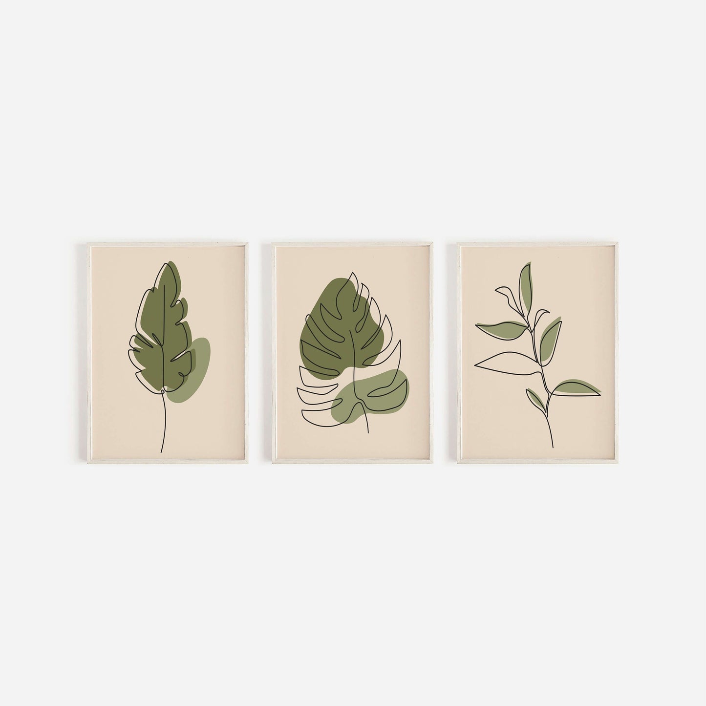Set Of 3 Botanical Prints, Scandi Wall Art, Home Decor, Bathroom Prints, Modern Abstract Art, Boho Wall Decor, Living Room Prints