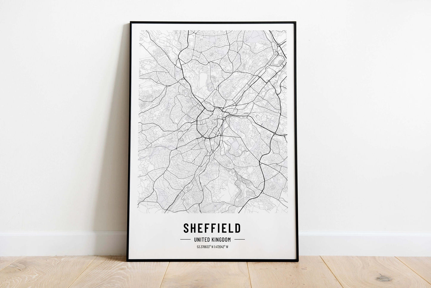 Sheffield Map Print, Sheffield City Map Print, UK Poster Art Print, Modern City Map Print, Monochrome Print, Black And White Print, Travel
