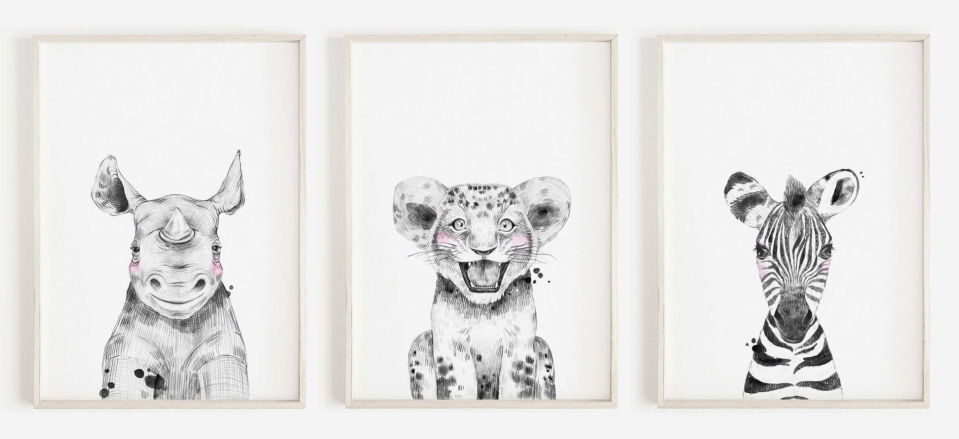 Safari Animal Prints Boys and Girls Nursery Set, Black & White, Safari Nursery Decor, Animal Nursery Prints, Nursery Wall Art
