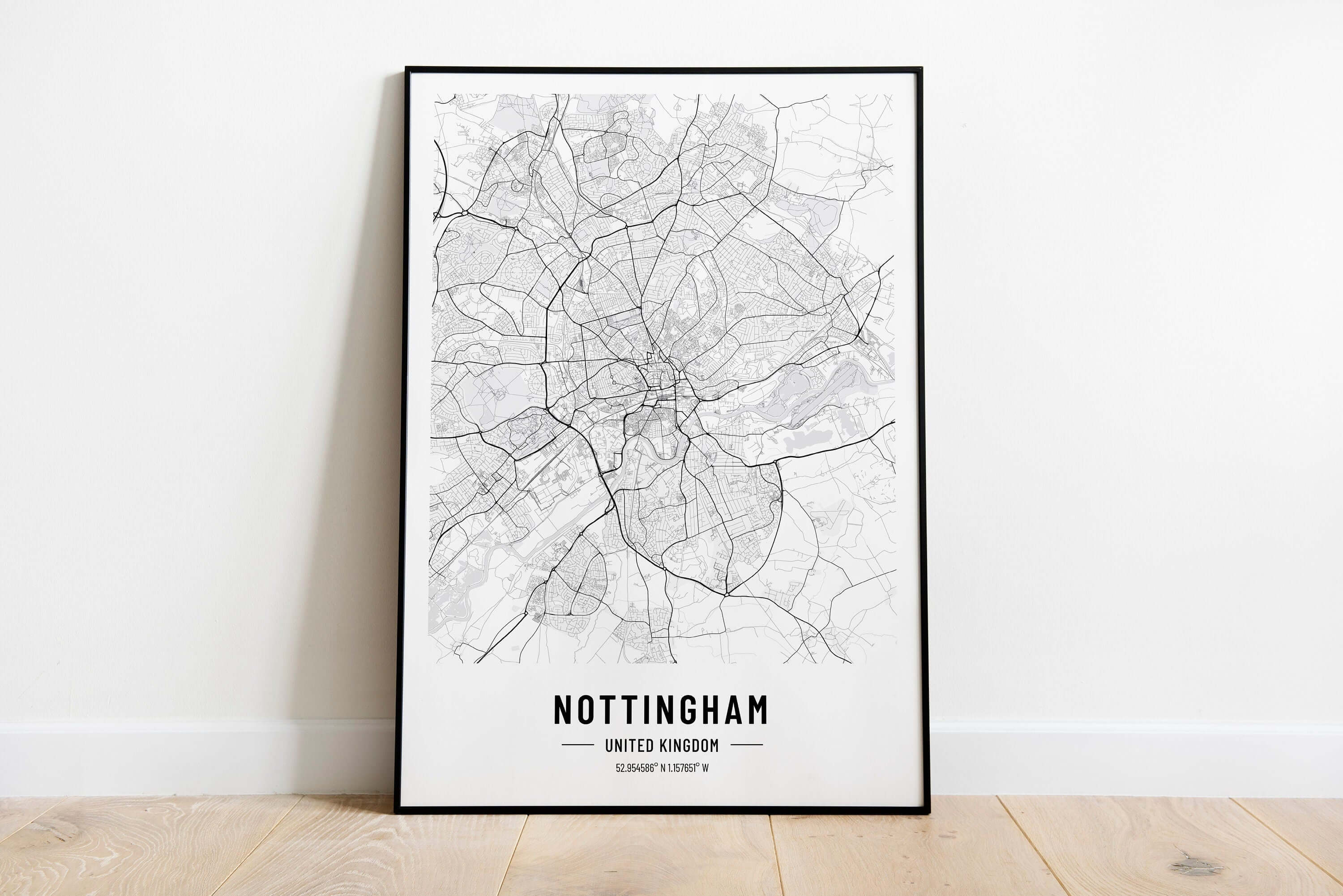 Nottingham Map Print, Nottingham City Map Print, UK Poster Art Print,