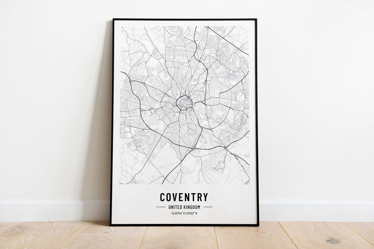 Coventry Map Print, Coventry City Map Print, UK Poster Art Print, Modern City Map Print, Monochrome Print, Black And White Print, Travel