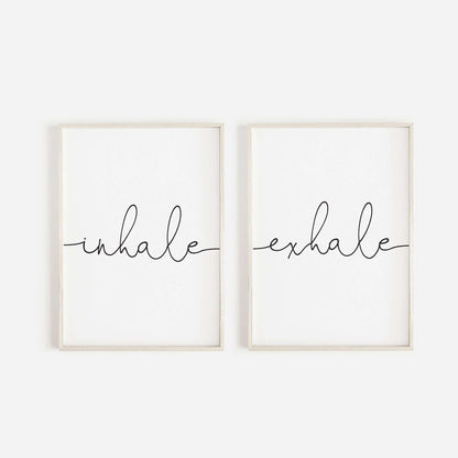 Inhale Exhale Prints, Set Of 2 Prints, Yoga Gift, Pilates Posters, Bedroom Prints, Wall Art, Home Decor, Home Prints, Bedroom Wall Art