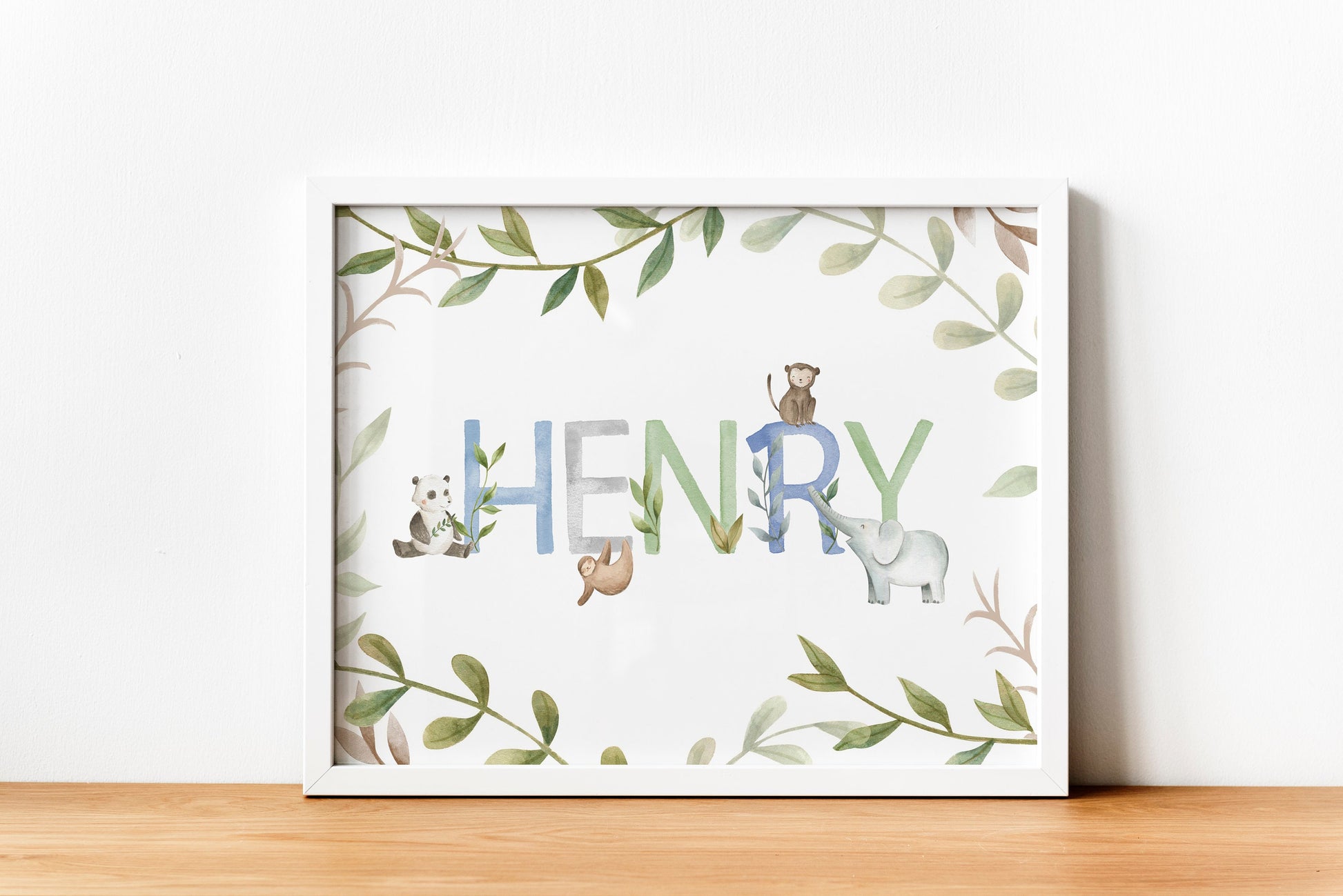 Personalised Nursery Print, Baby Name Animal Wall Art, Nursery Decor, Baby Shower Gift, Nursery Wall Art, Framed Gift, Animals Wall Art