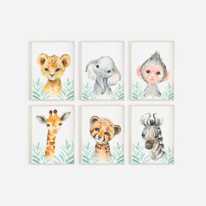 Safari Animals Baby Boys Or Girls Nursery Set, Safari Nursery Decor, Animal Nursery Prints, Nursery wall art, Set of Nursery Prints