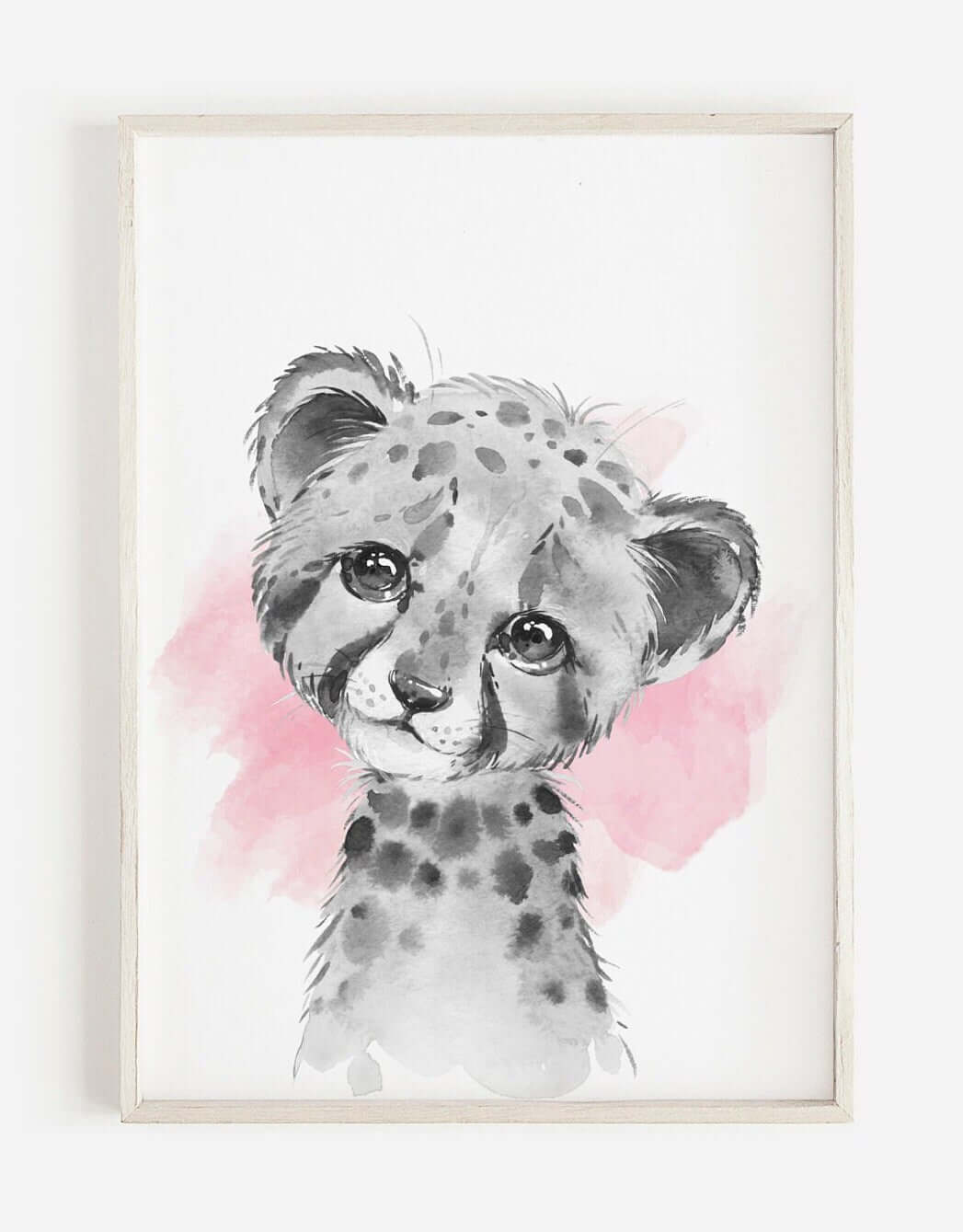 Safari Animal Prints Girls Nursery Set,Black & White With Pink Watercolour Splash,Safari Nursery Decor,Animal Nursery Prints,Nursery Art