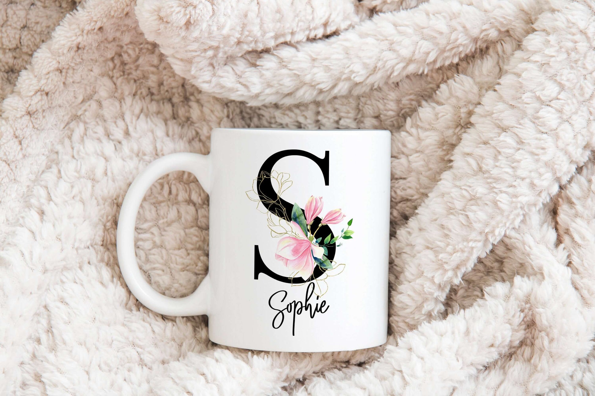 Personalised Initial Name Mug, Mothers Day Gift, Gift For Her, Best Friend Gift, Bridesmaid Gift, Birthday Gift, Floral Initial Mug