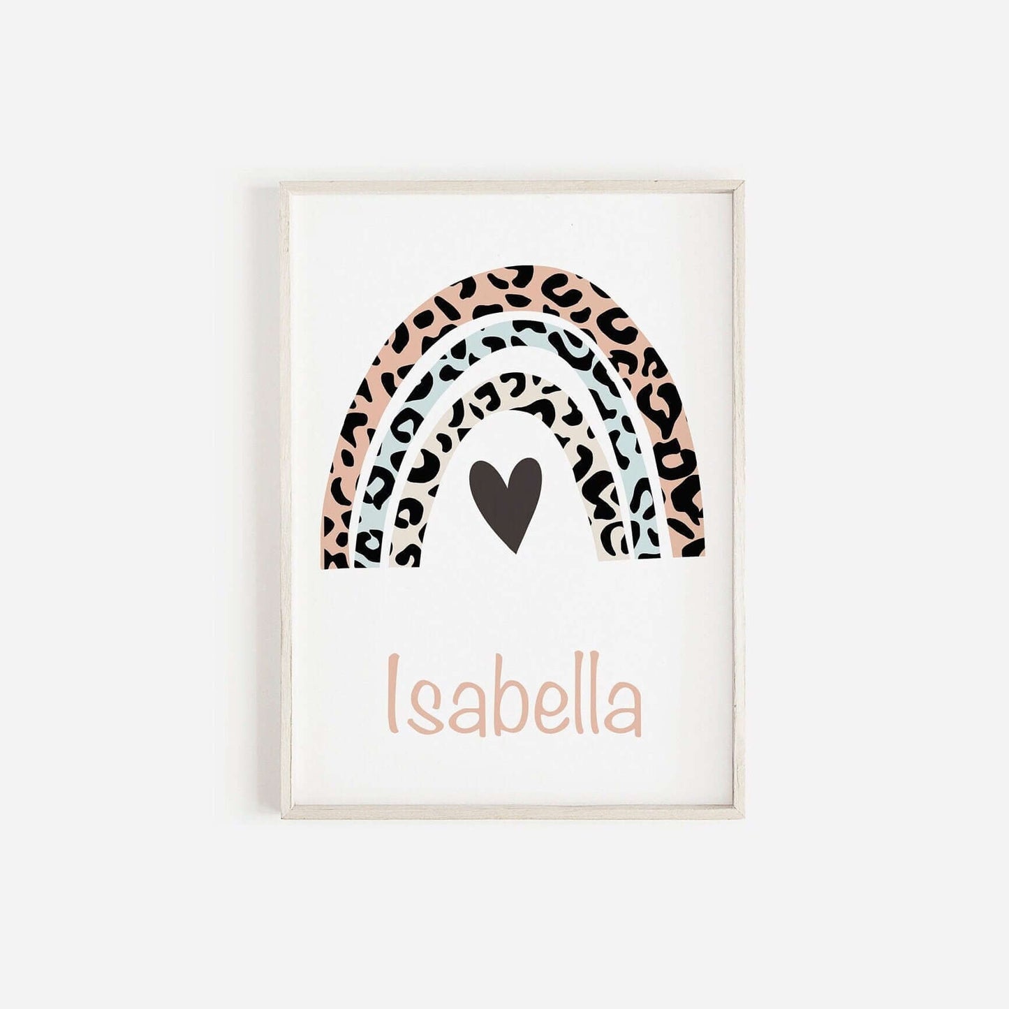 Personalised Leopard Style Rainbow Print, Nursery Wall Art, Nursery Decor, Baby Shower Gift, Scandi Prints, Nursery Prints, Leopard Prints